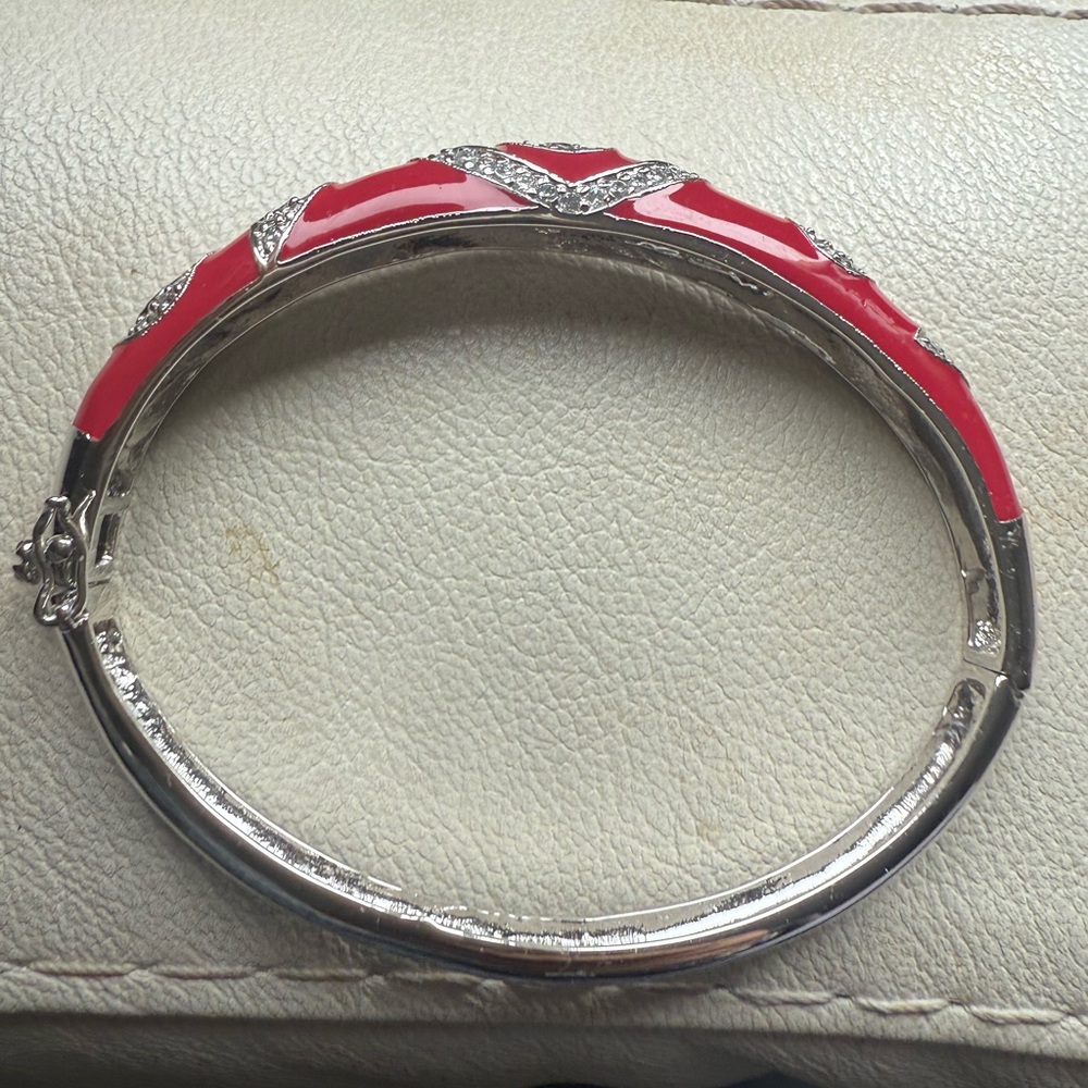Elegant Red and Silver Women's Bracelet